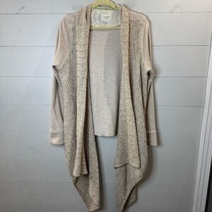 Anthropologie Saturday Sunday Open Knit Draped Cardigan Oatmeal Size Large